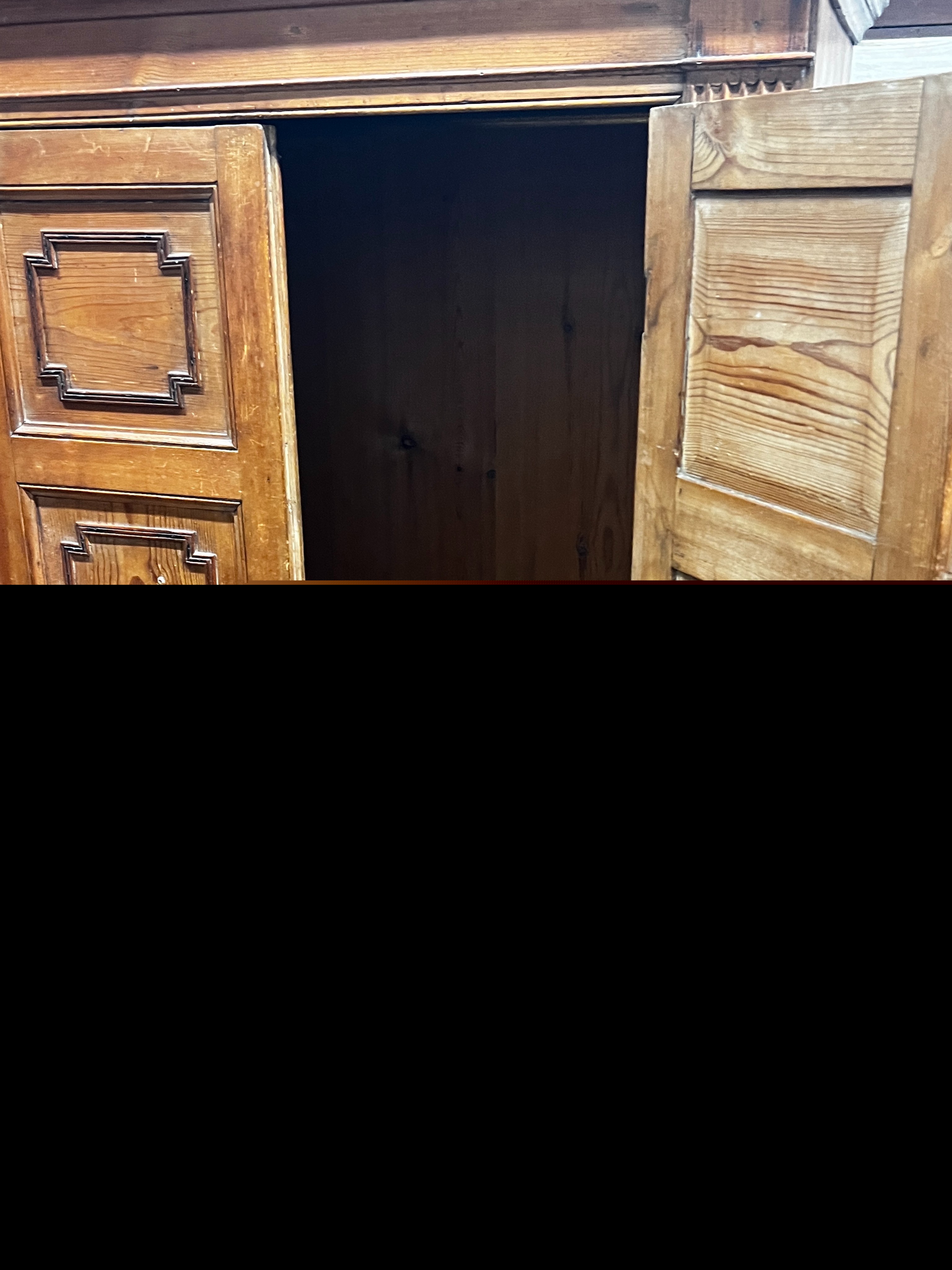 A small 19th century French pine armoire, width 94cm, depth 54cm, height 164cm